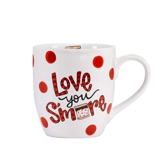Love You S'more Ceramic Red Polka Dot Coffee Mug Valentines Day - Picture 4 of 4
